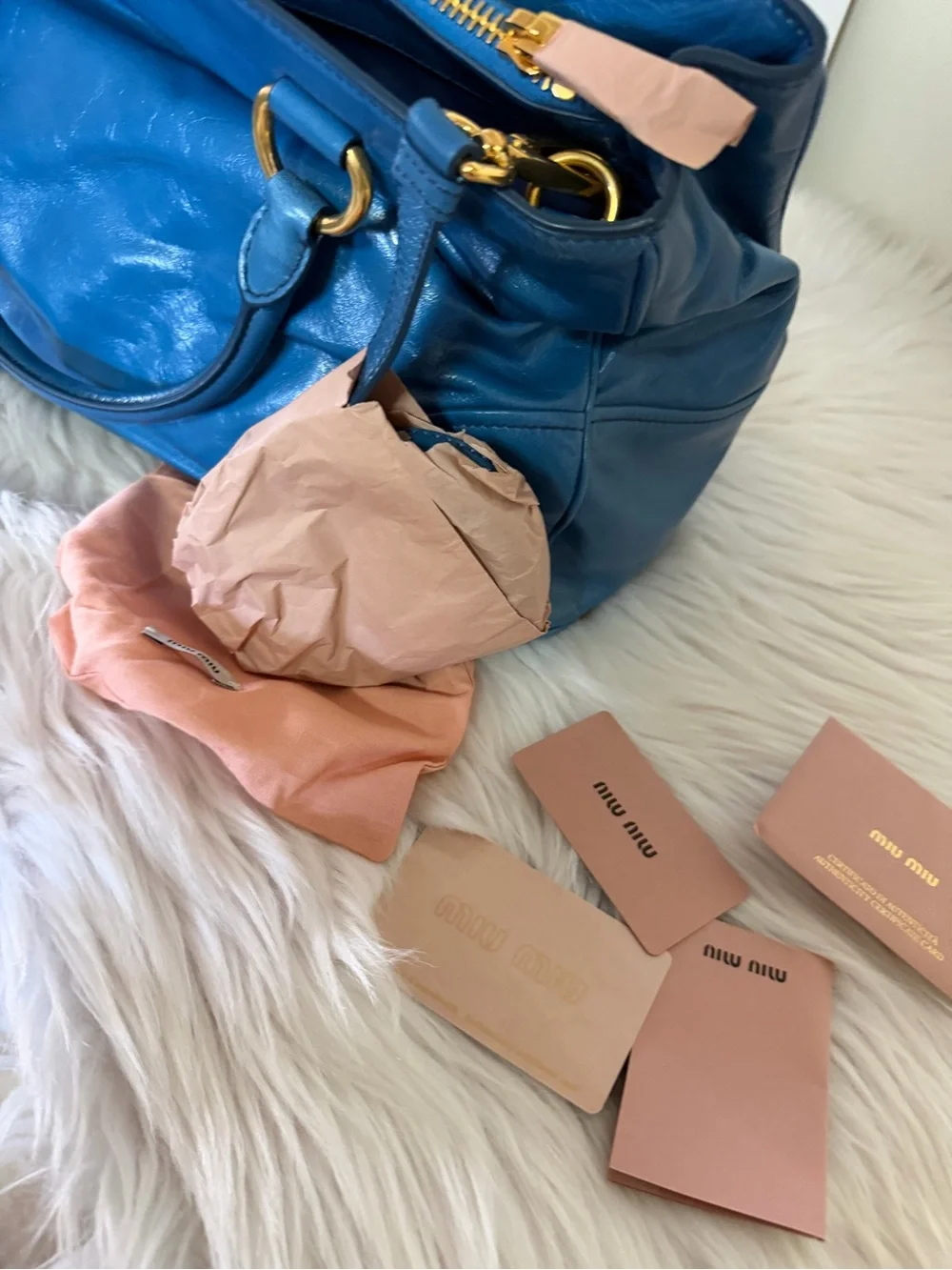 Miu Miu Blue Leather Top-Handle Bag